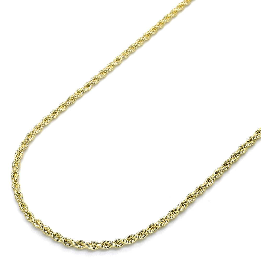 Oro Laminado Basic Necklace, Gold Filled Style Rope Design, Polished, Golden Finish