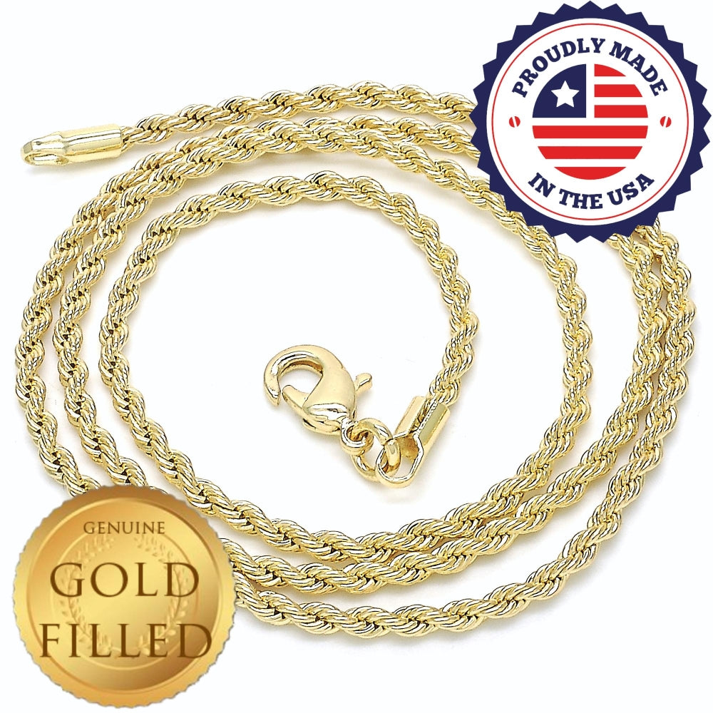Oro Laminado Basic Necklace, Gold Filled Style Rope Design, Polished, Golden Finish