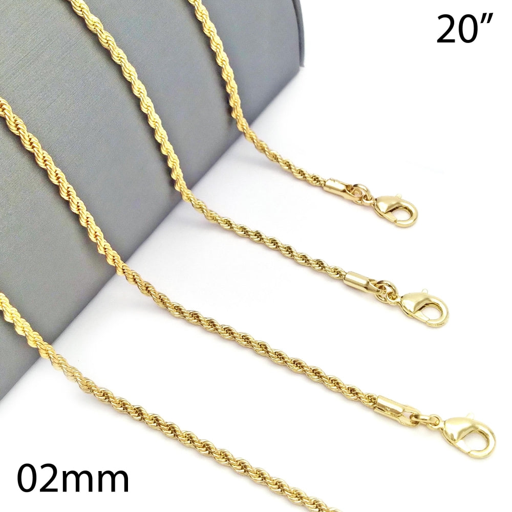Oro Laminado Basic Necklace, Gold Filled Style Rope Design, Polished, Golden Finish