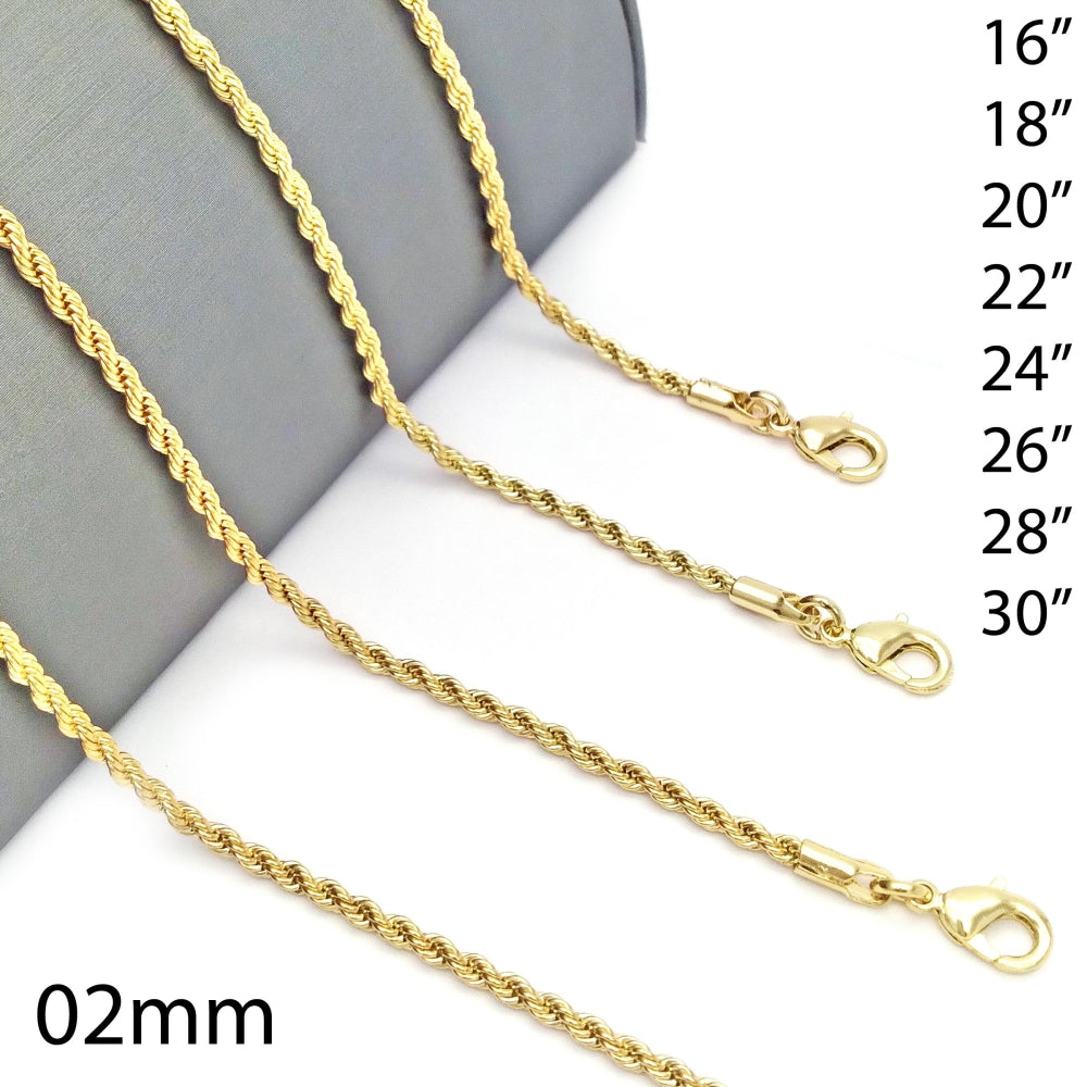 Oro Laminado Basic Necklace, Gold Filled Style Rope Design, Polished, Golden Finish