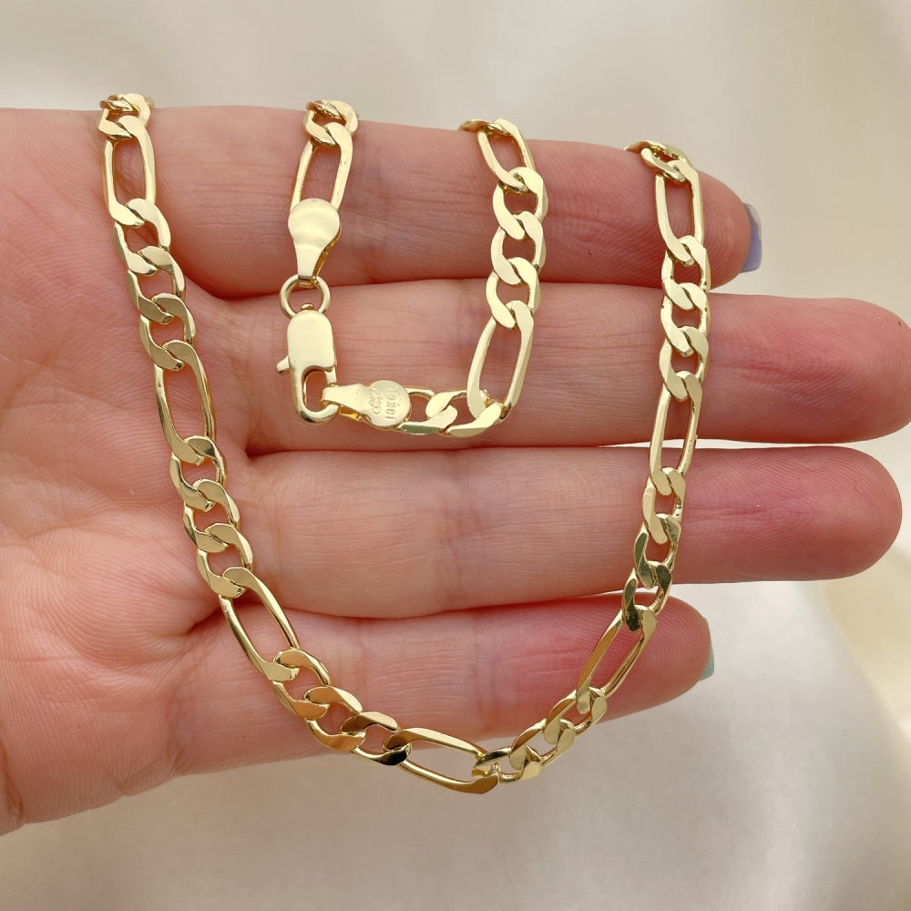 Oro Laminado Basic Necklace, Gold Filled Style Figaro Design, Polished, Golden Finish