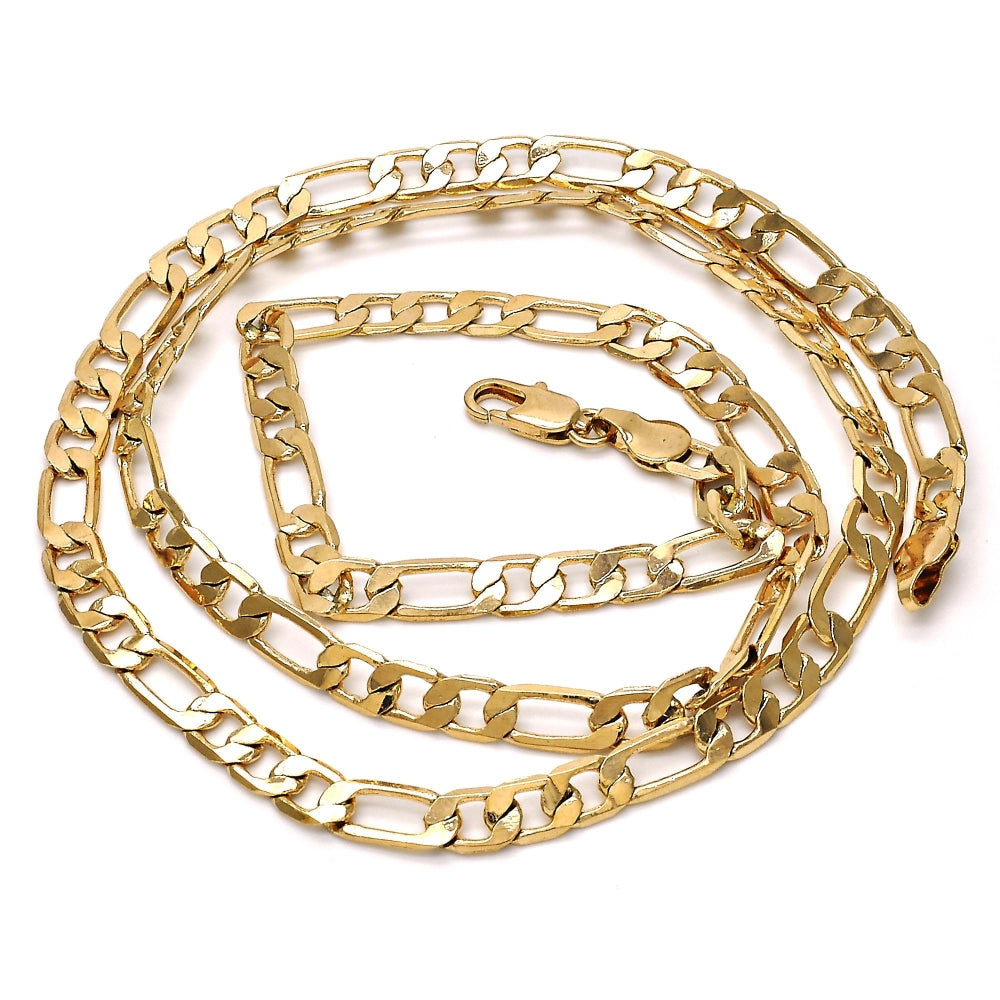 Oro Laminado Basic Necklace, Gold Filled Style Figaro Design, Polished, Golden Finish