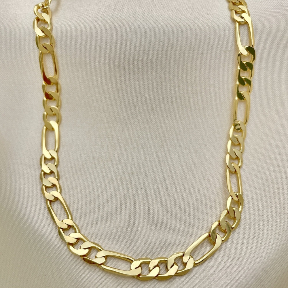 Oro Laminado Basic Necklace, Gold Filled Style Figaro Design, Polished, Golden Finish