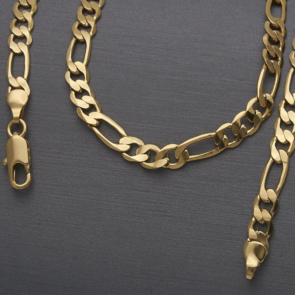 Oro Laminado Basic Necklace, Gold Filled Style Figaro Design, Polished, Golden Finish