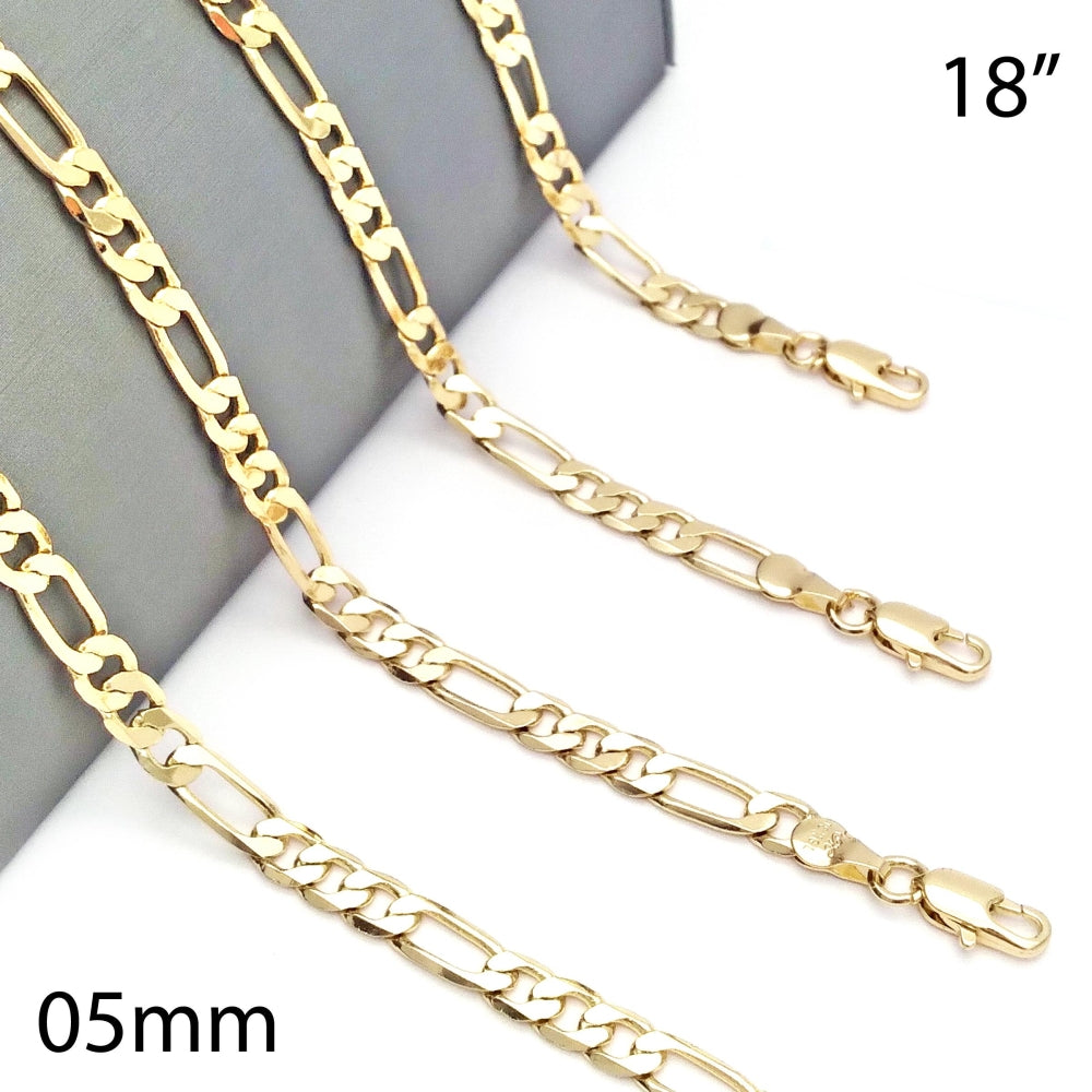 Oro Laminado Basic Necklace, Gold Filled Style Figaro Design, Polished, Golden Finish
