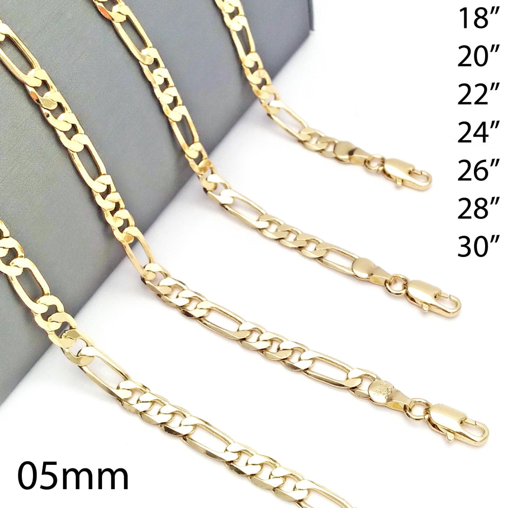 Oro Laminado Basic Necklace, Gold Filled Style Figaro Design, Polished, Golden Finish