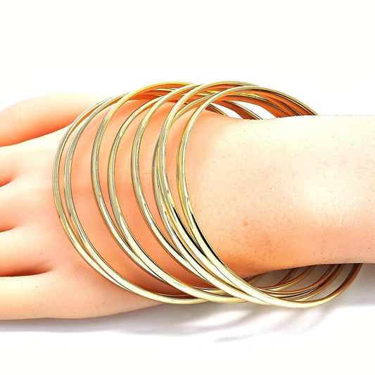 Oro Laminado Semanario Bangle, Gold Filled Style Polished, Golden Finish