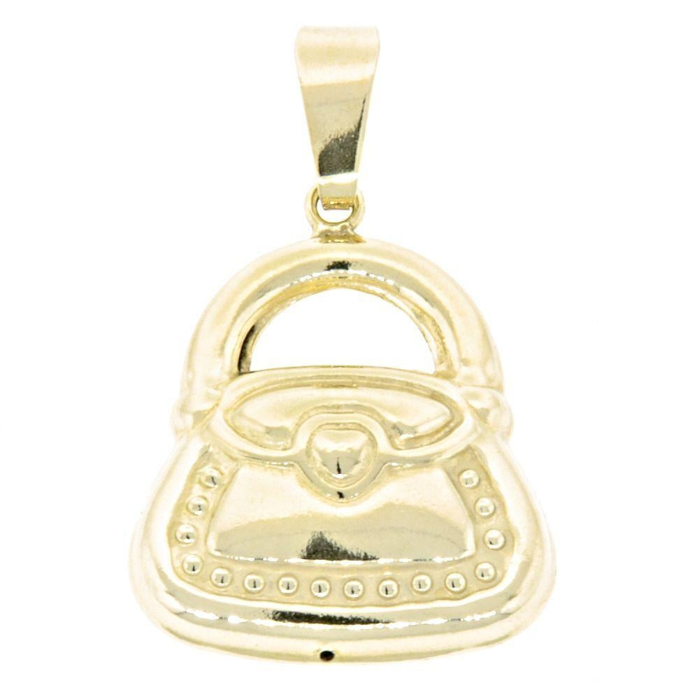 Oro Laminado Fancy Pendant, Gold Filled Style Purse Design, Polished, Golden Finish