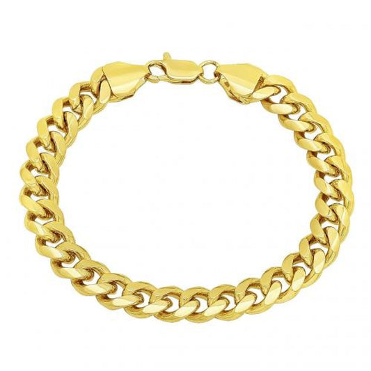 Oro Laminado Basic Bracelet, Gold Filled Style Miami Cuban Design, Polished, Golden Finish