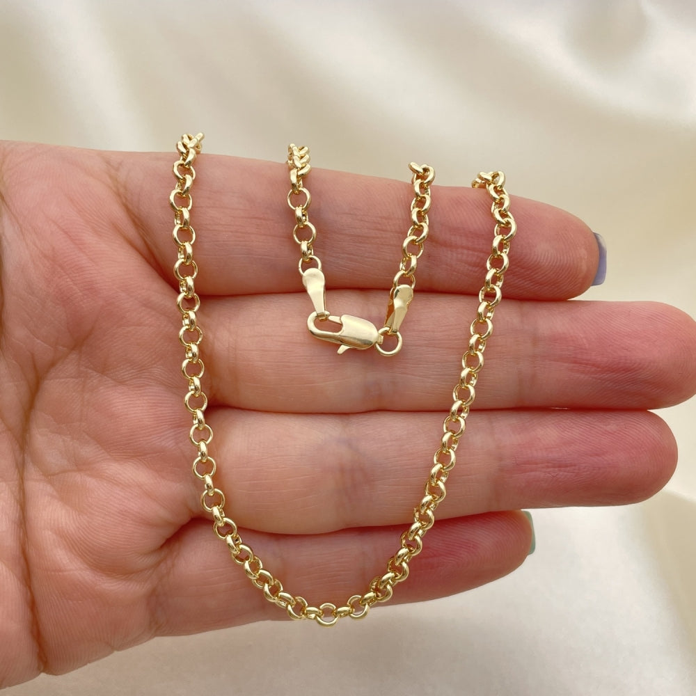 Oro Laminado Basic Necklace, Gold Filled Style Rolo Design, Polished, Golden Finish