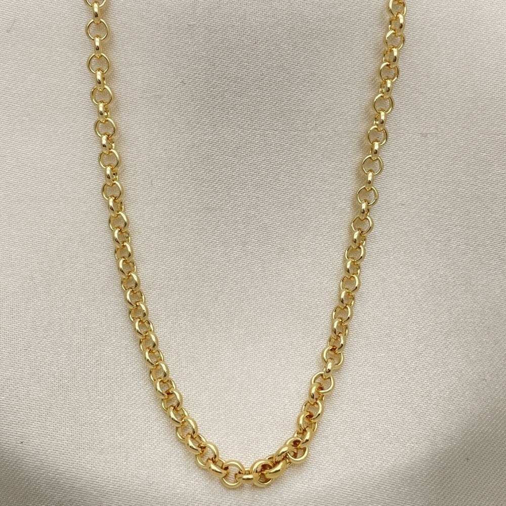 Oro Laminado Basic Necklace, Gold Filled Style Rolo Design, Polished, Golden Finish