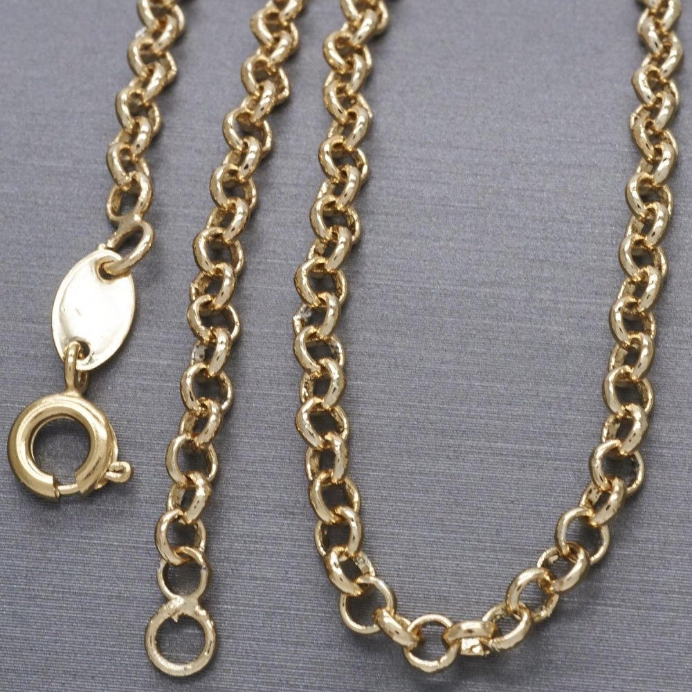 Oro Laminado Basic Necklace, Gold Filled Style Rolo Design, Polished, Golden Finish