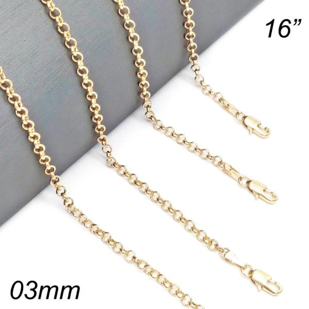 Oro Laminado Basic Necklace, Gold Filled Style Rolo Design, Polished, Golden Finish