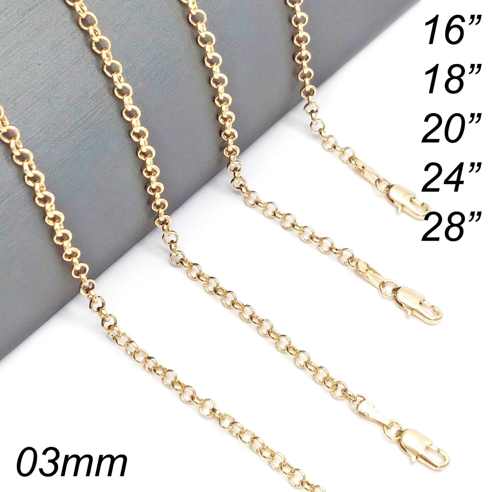 Oro Laminado Basic Necklace, Gold Filled Style Rolo Design, Polished, Golden Finish
