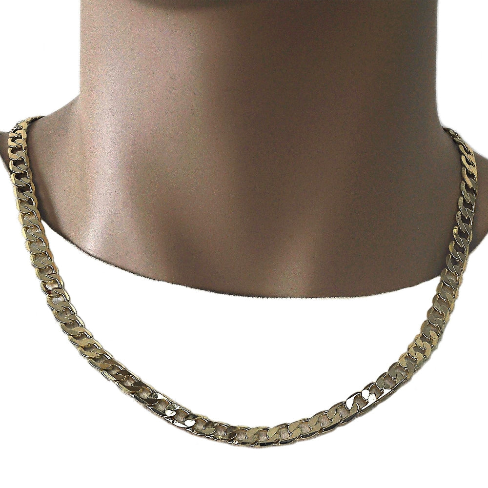 Oro Laminado Basic Necklace, Gold Filled Style Curb Design, Polished, Golden Finish