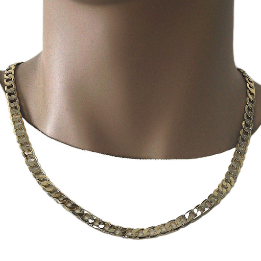 Oro Laminado Basic Necklace, Gold Filled Style Curb Design, Polished, Golden Finish