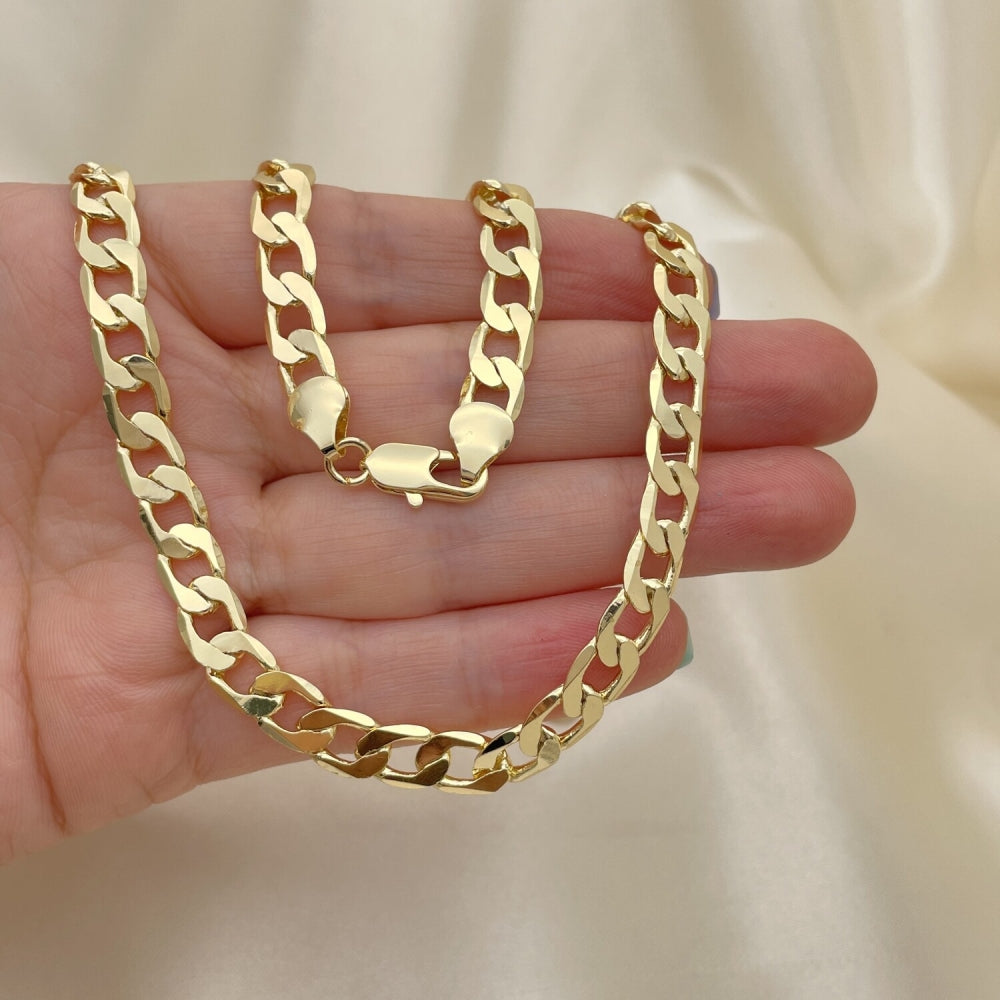 Oro Laminado Basic Necklace, Gold Filled Style Curb Design, Polished, Golden Finish