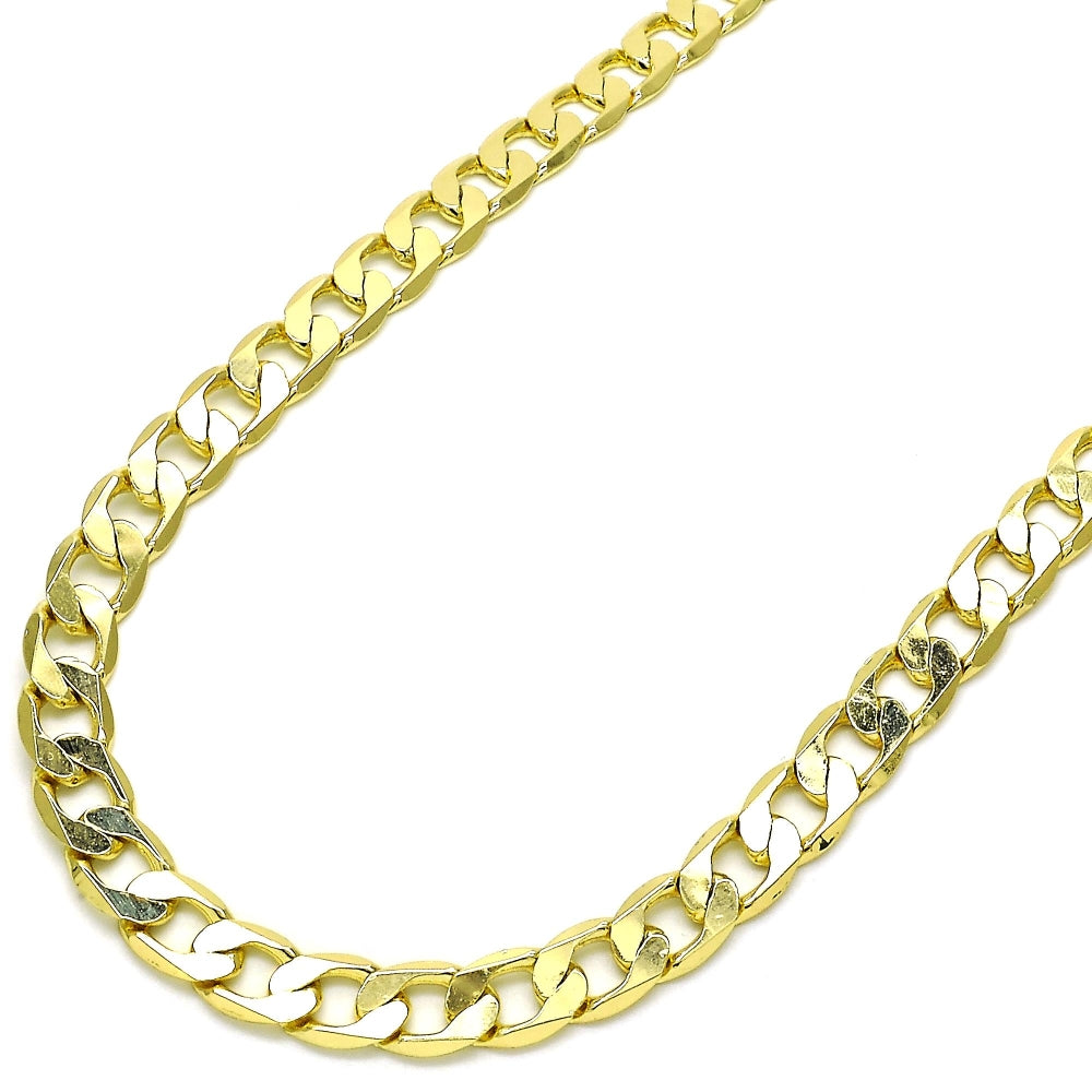 Oro Laminado Basic Necklace, Gold Filled Style Curb Design, Polished, Golden Finish