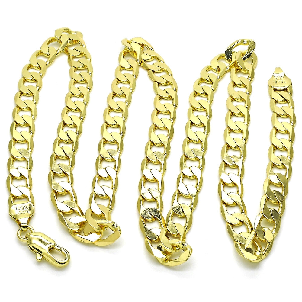 Oro Laminado Basic Necklace, Gold Filled Style Curb Design, Polished, Golden Finish