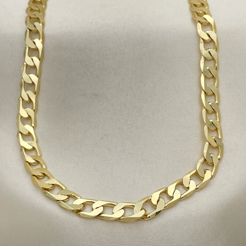 Oro Laminado Basic Necklace, Gold Filled Style Curb Design, Polished, Golden Finish