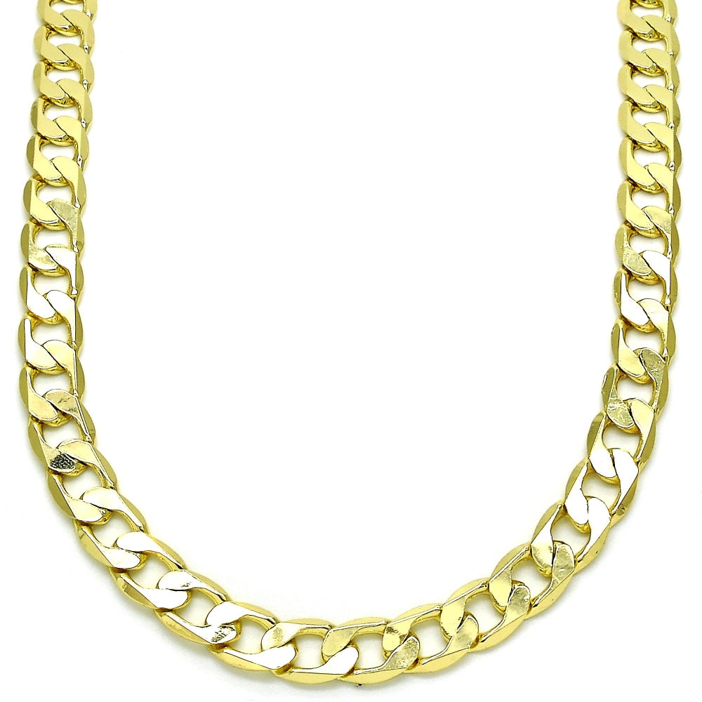 Oro Laminado Basic Necklace, Gold Filled Style Curb Design, Polished, Golden Finish