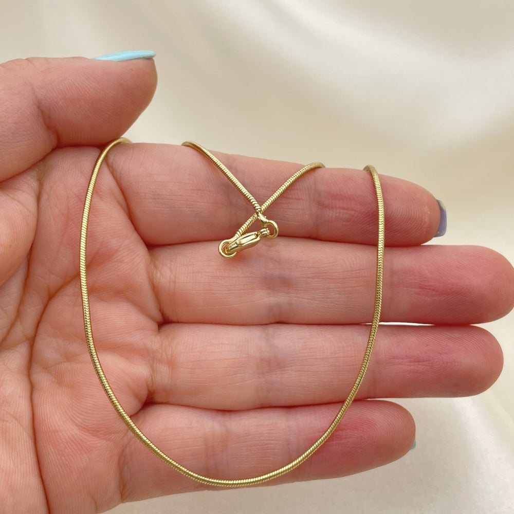 Oro Laminado Basic Necklace, Gold Filled Style Rat Tail Design, Polished, Golden Finish