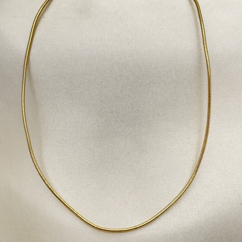 Oro Laminado Basic Necklace, Gold Filled Style Rat Tail Design, Polished, Golden Finish