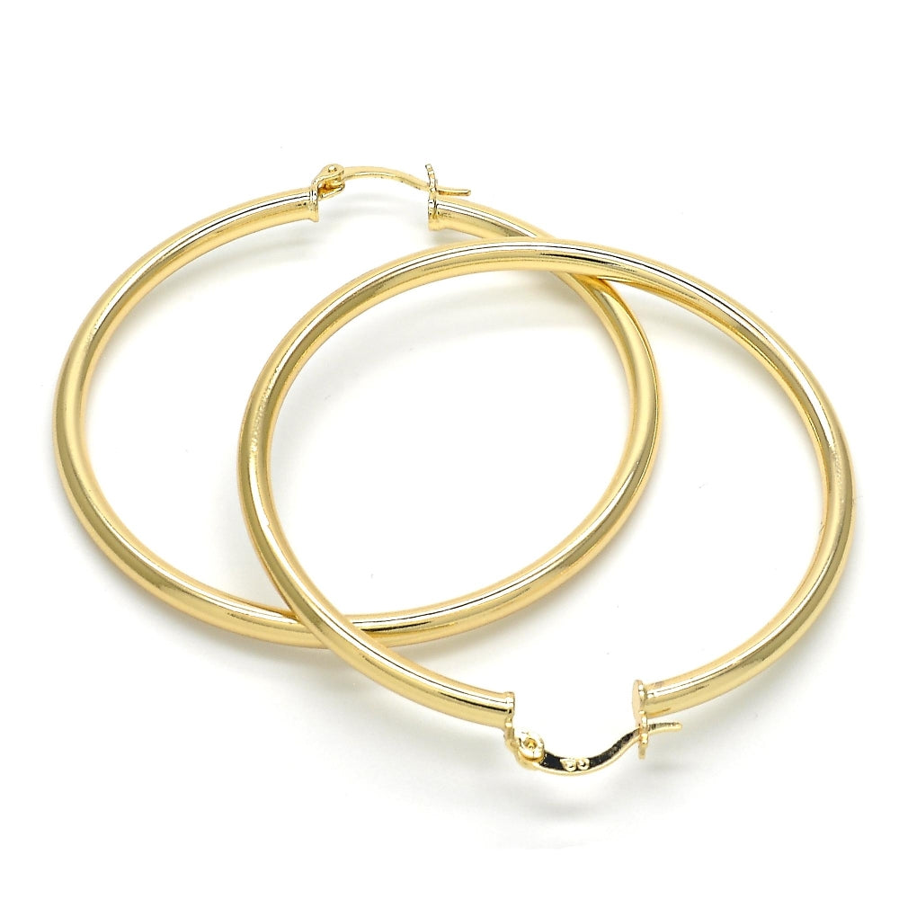 Oro Laminado Large Hoop, Gold Filled Style Hollow Design, Polished, Golden Finish