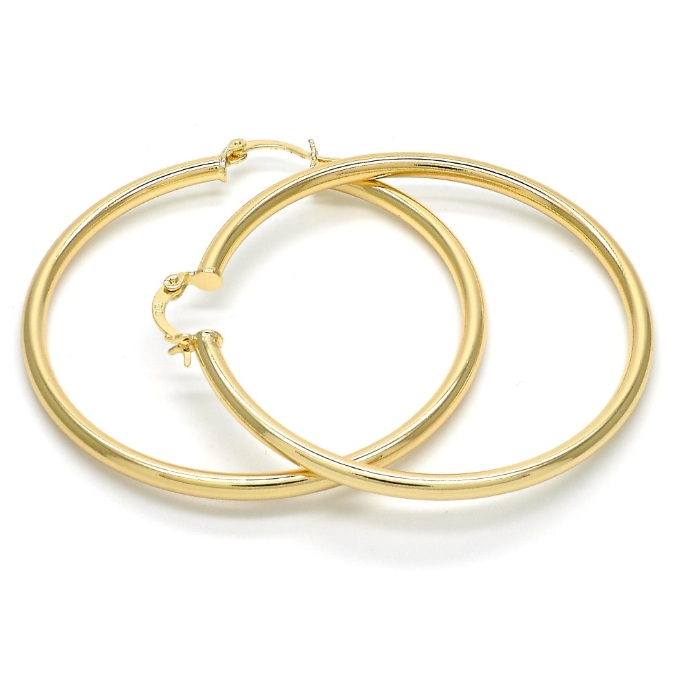 Oro Laminado Large Hoop, Gold Filled Style Hollow Design, Polished, Golden Finish