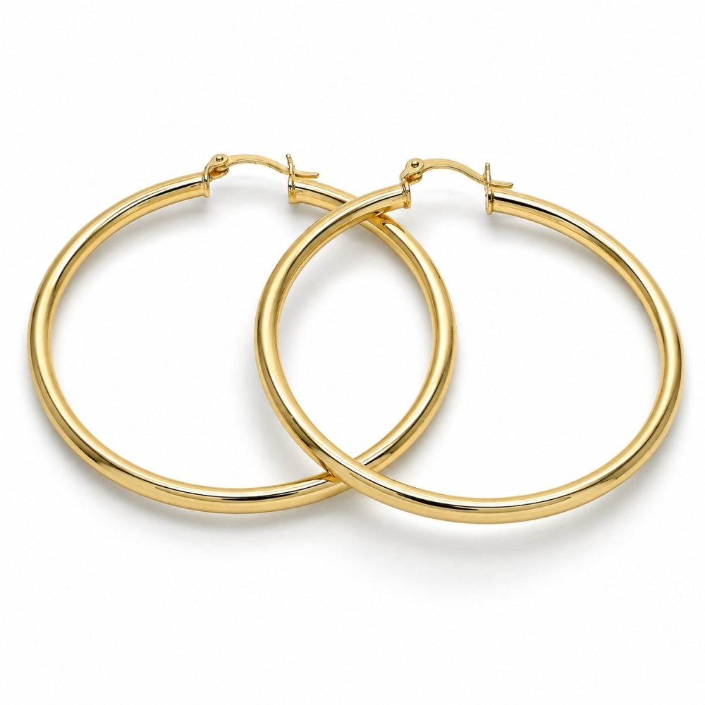 Oro Laminado Large Hoop, Gold Filled Style Hollow Design, Polished, Golden Finish