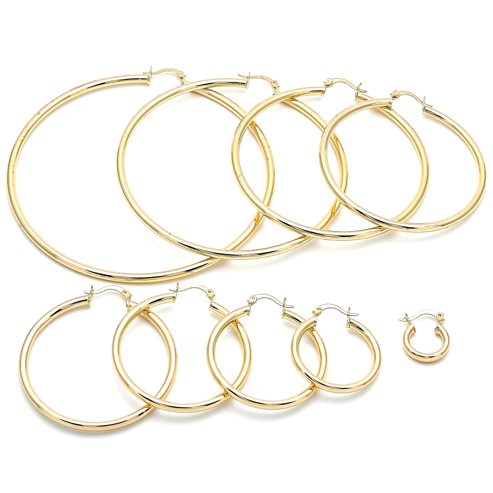 Oro Laminado Large Hoop, Gold Filled Style Hollow Design, Polished, Golden Finish