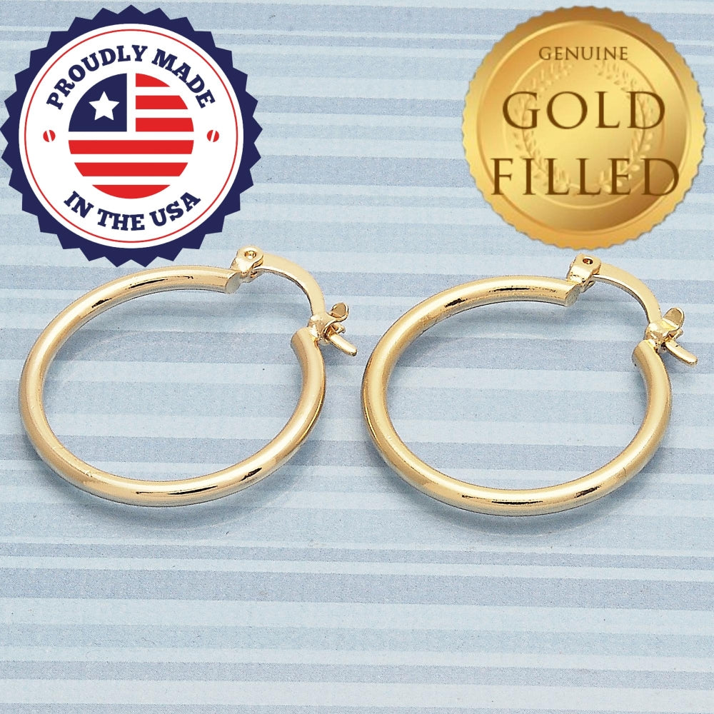 Oro Laminado Small Hoop, Gold Filled Style Polished, Golden Finish