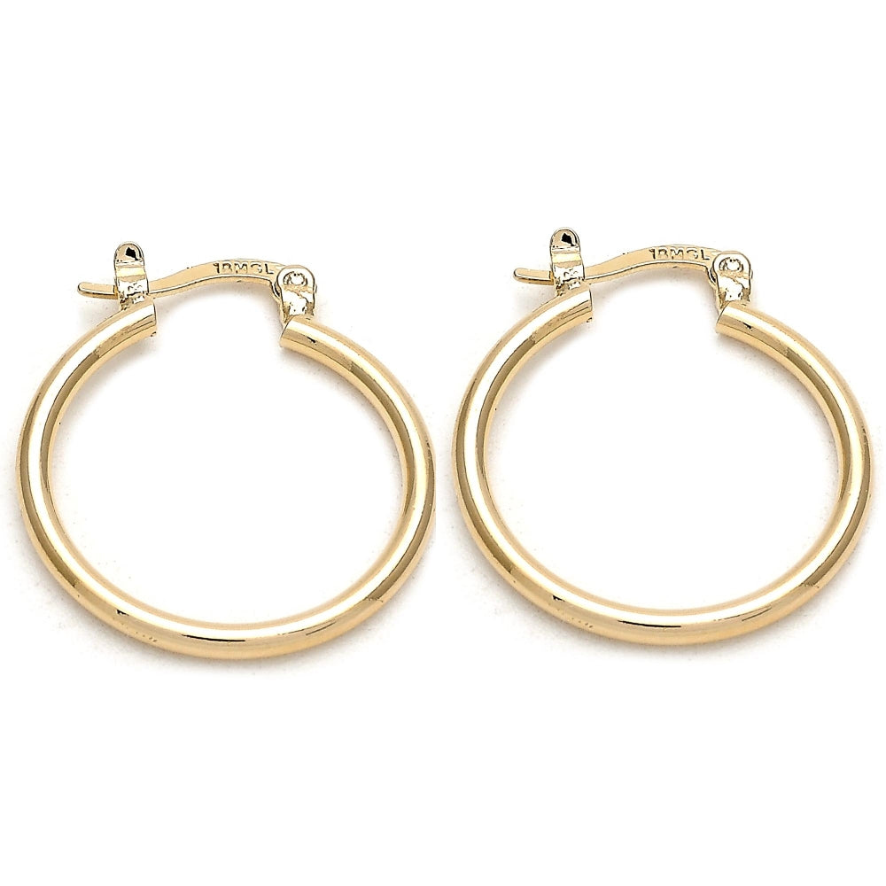 Oro Laminado Small Hoop, Gold Filled Style Polished, Golden Finish