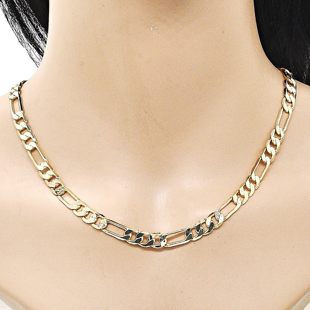 Oro Laminado Basic Necklace, Gold Filled Style Figaro Design, Polished, Golden Finish