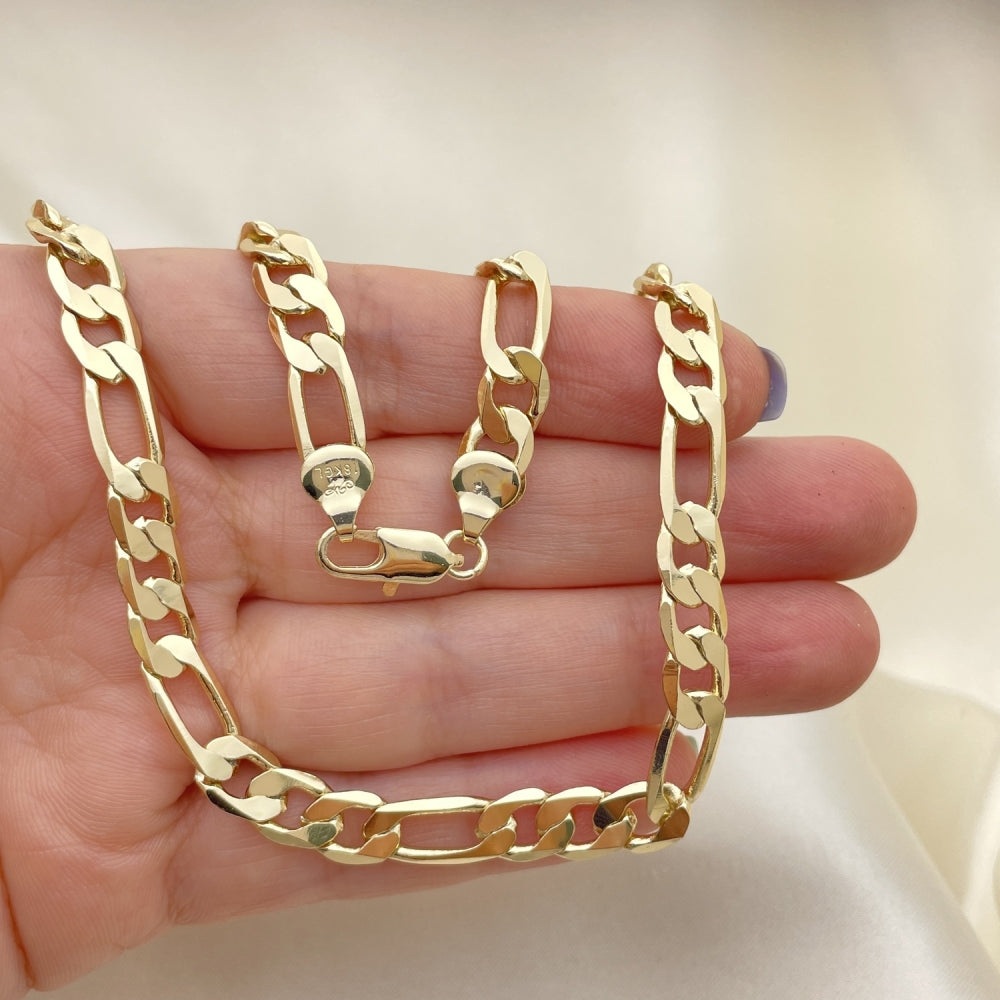Oro Laminado Basic Necklace, Gold Filled Style Figaro Design, Polished, Golden Finish