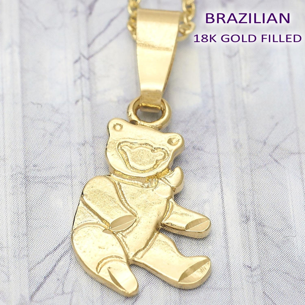 Oro Laminado Fancy Pendant, Gold Filled Style Teddy Bear Design, Polished, Golden Finish