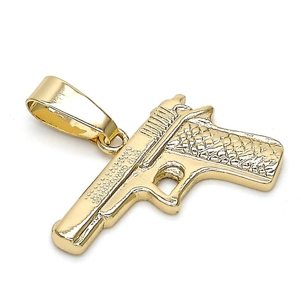 Oro Laminado Fancy Pendant, Gold Filled Style Diamond Cutting Finish, Golden Finish