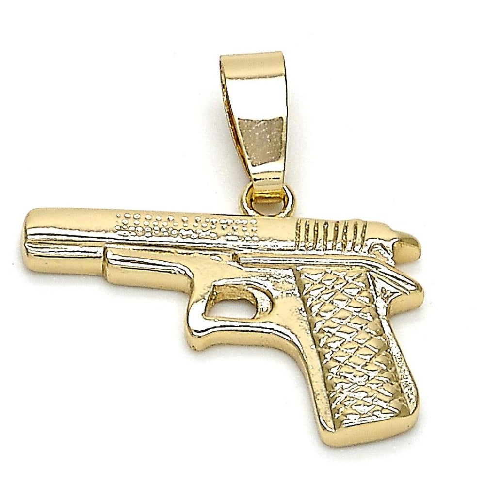 Oro Laminado Fancy Pendant, Gold Filled Style Diamond Cutting Finish, Golden Finish