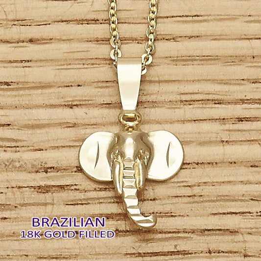 Oro Laminado Fancy Pendant, Gold Filled Style Elephant Design, Polished, Golden Finish