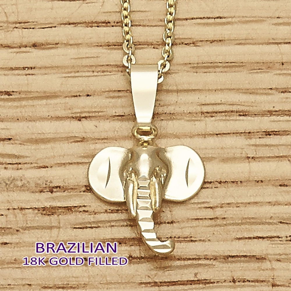 Oro Laminado Fancy Pendant, Gold Filled Style Elephant Design, Polished, Golden Finish