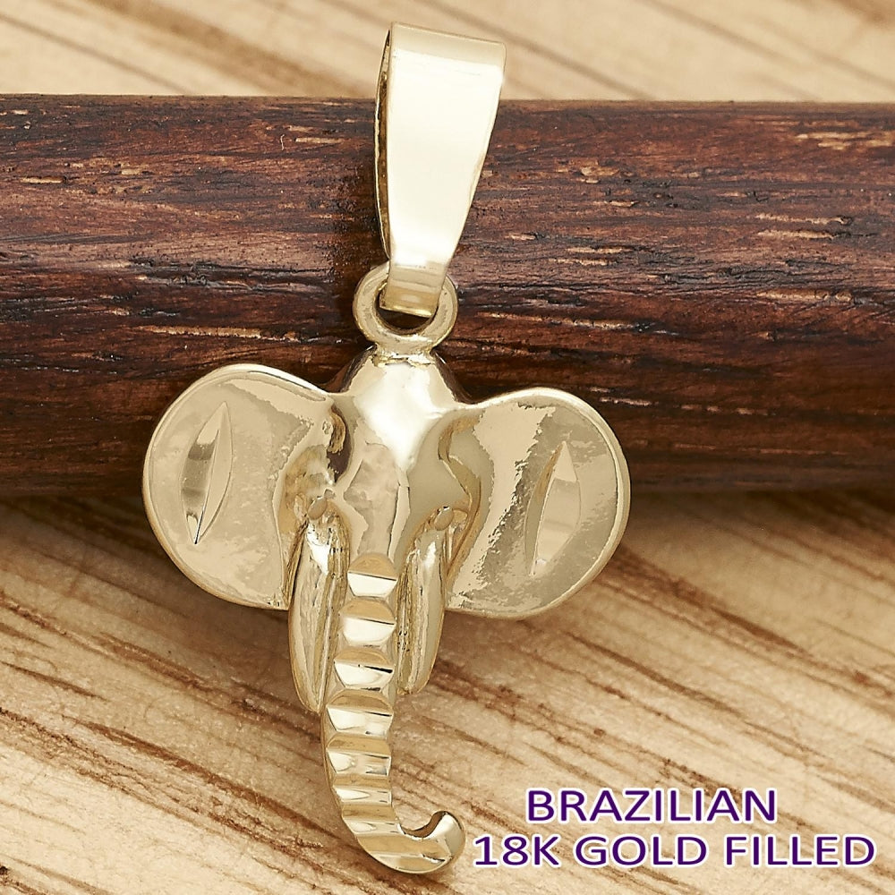 Oro Laminado Fancy Pendant, Gold Filled Style Elephant Design, Polished, Golden Finish