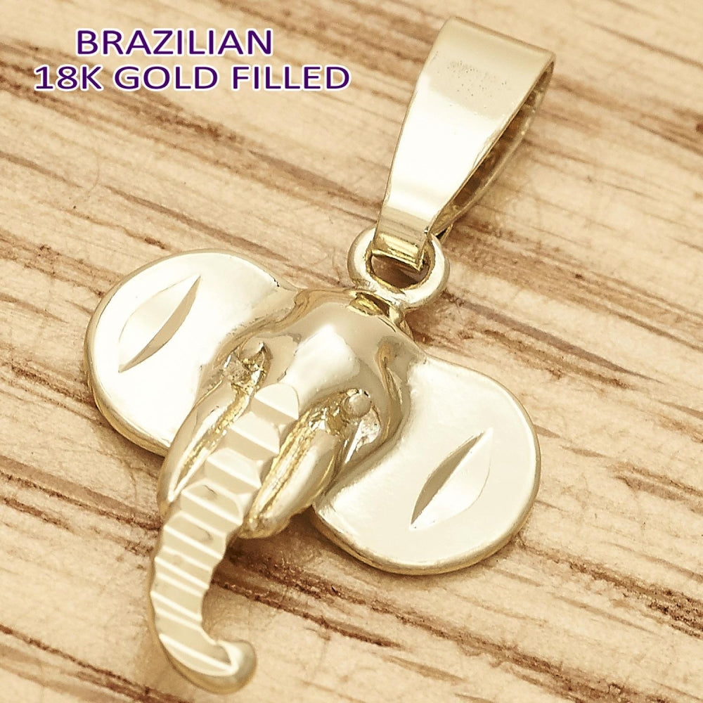 Oro Laminado Fancy Pendant, Gold Filled Style Elephant Design, Polished, Golden Finish