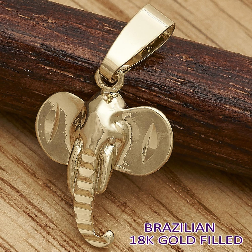 Oro Laminado Fancy Pendant, Gold Filled Style Elephant Design, Polished, Golden Finish