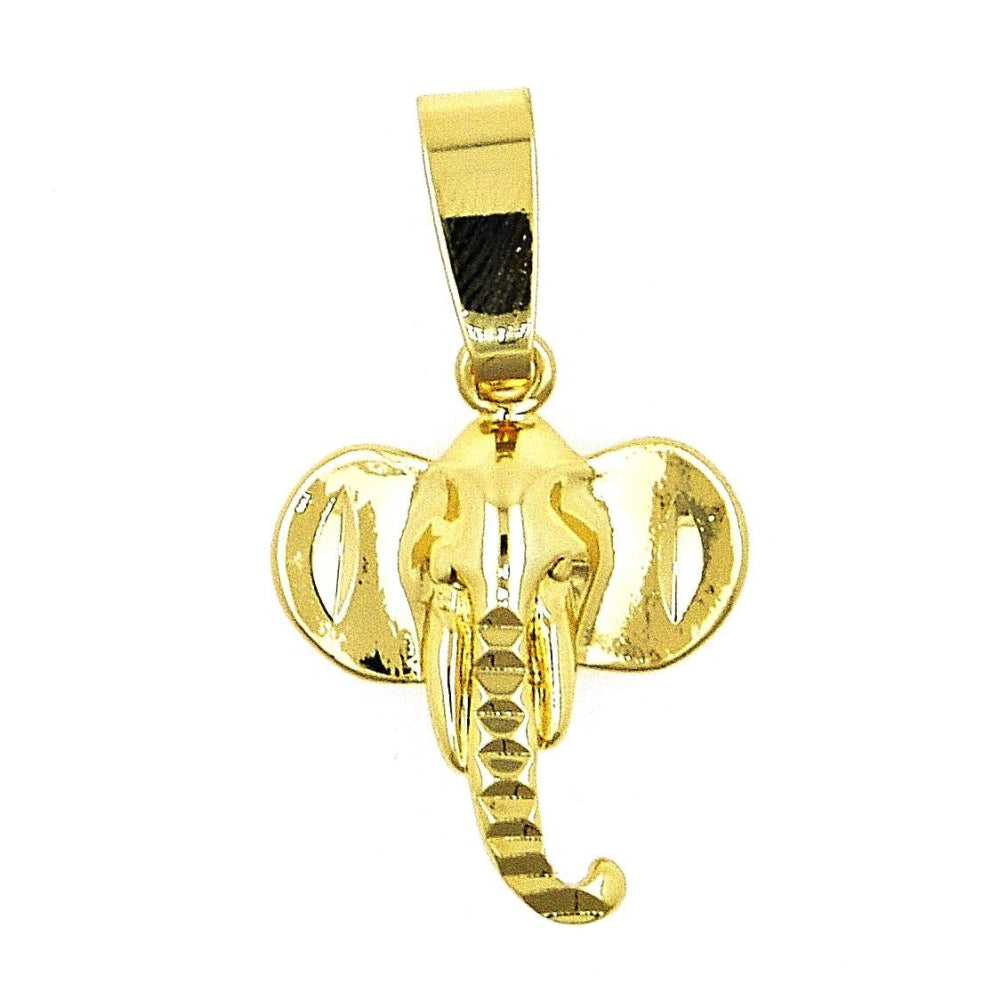 Oro Laminado Fancy Pendant, Gold Filled Style Elephant Design, Polished, Golden Finish
