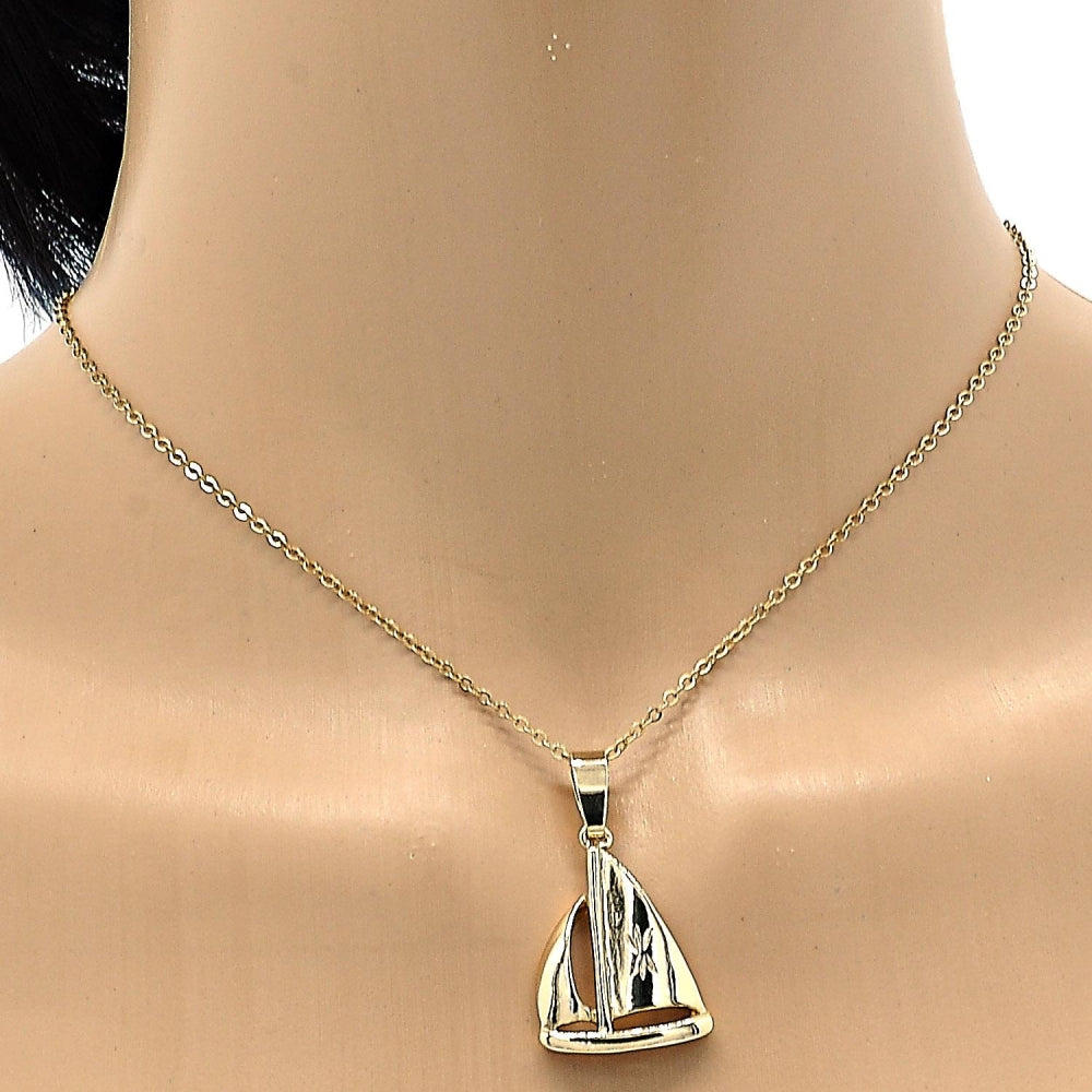 Oro Laminado Fancy Pendant, Gold Filled Style Diamond Cutting Finish, Golden Finish