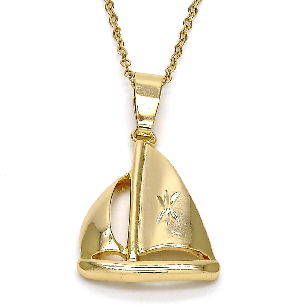 Oro Laminado Fancy Pendant, Gold Filled Style Diamond Cutting Finish, Golden Finish