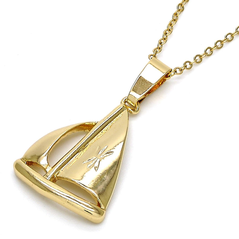 Oro Laminado Fancy Pendant, Gold Filled Style Diamond Cutting Finish, Golden Finish