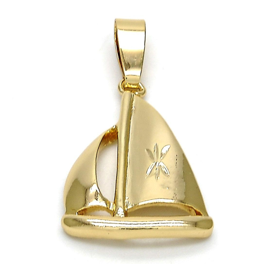 Oro Laminado Fancy Pendant, Gold Filled Style Diamond Cutting Finish, Golden Finish
