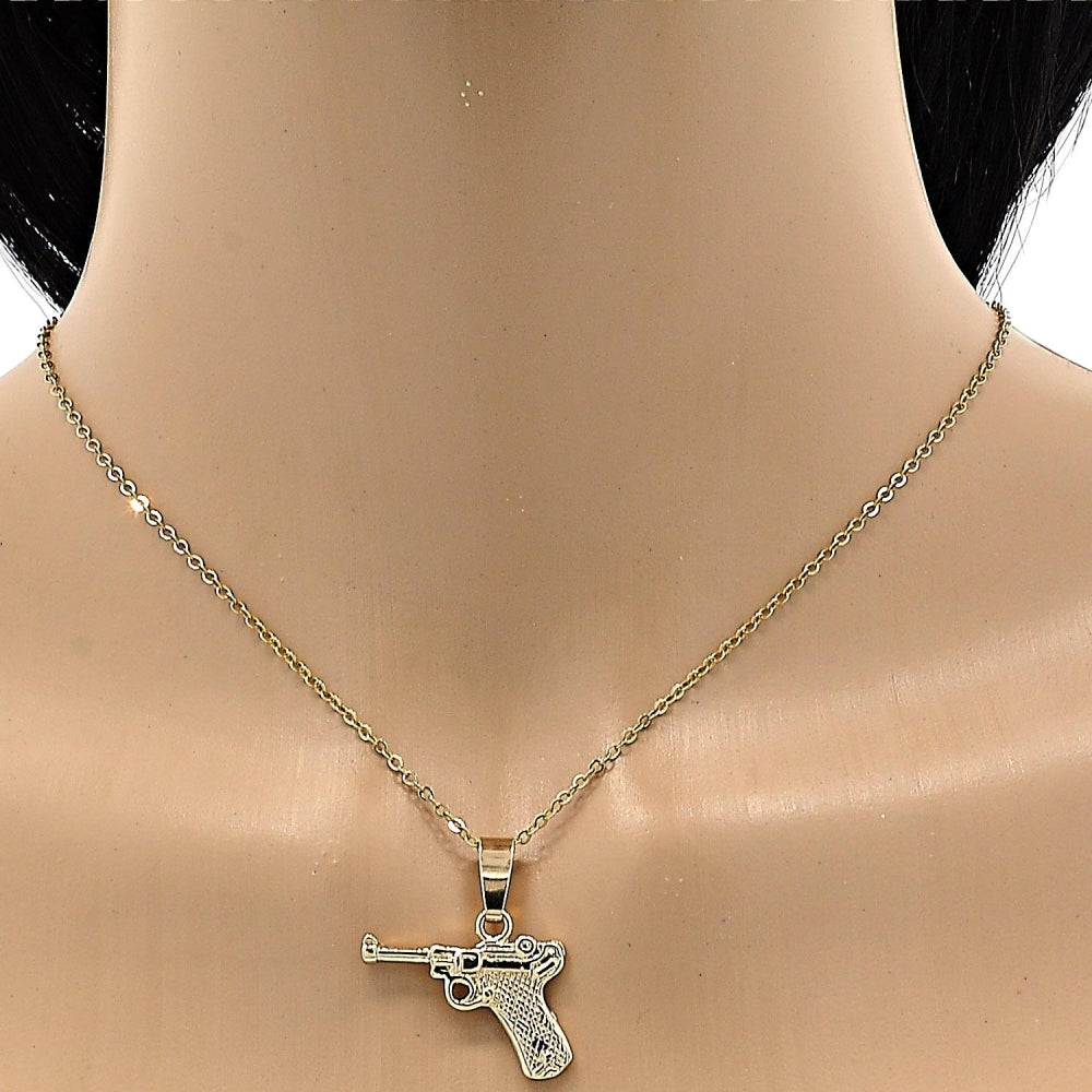 Oro Laminado Fancy Pendant, Gold Filled Style Diamond Cutting Finish, Golden Finish