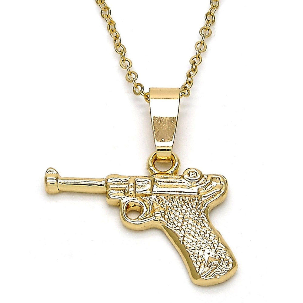 Oro Laminado Fancy Pendant, Gold Filled Style Diamond Cutting Finish, Golden Finish